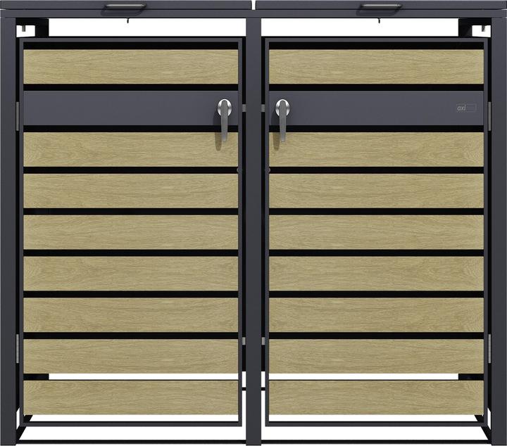 Immagine prodotto Axi Contenitore per rifiuti Lucas in metallo antracite/legno 2x 240L