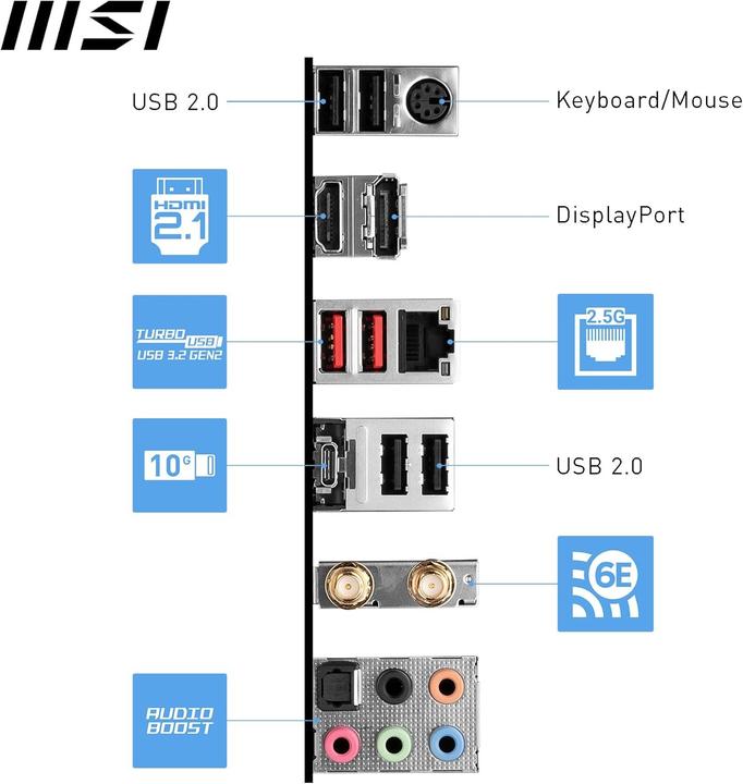 Productafbeelding MSI MB PRO B760-P Wifi DDR4 (B760, S1700, ATX, Intel) (LGA 1700, Intel B760, ATX)