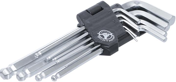 Image du produit BGS Jeu de clés allen six pans intérieurs/femelle à tête sphérique 1,5 - 10 mm 9 pièces (Clé Allen)