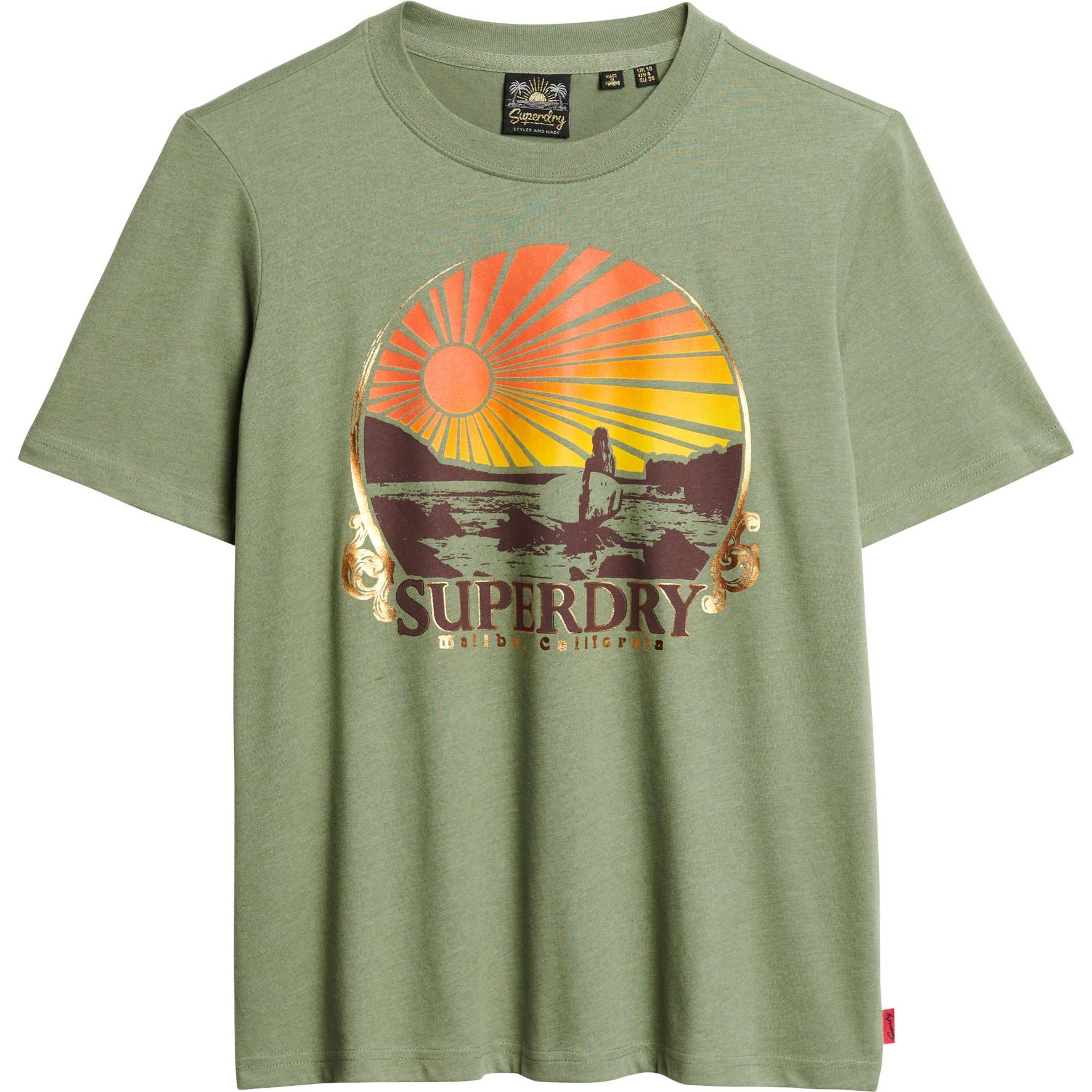 Superdry, Damen, Shirt, t-shirt travel souvenir, Grün, (XS)