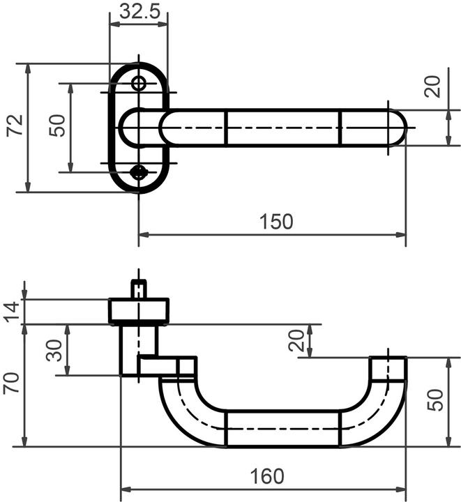 Image du produit Glutz Demi-garnitures de béquilles 50050 Oslo (Poignée de porte)