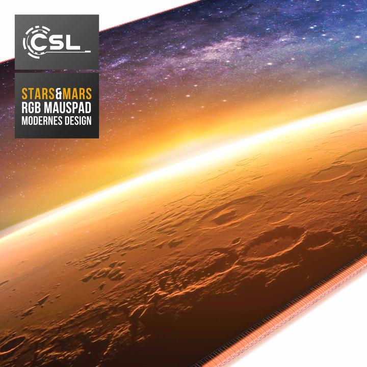 Produktbild CSL RGB Gaming Mauspad, Schreibtischunterlage 800 x 300 mm XL Mausmatte - LED Multi Color, Stars & Mars (XL)