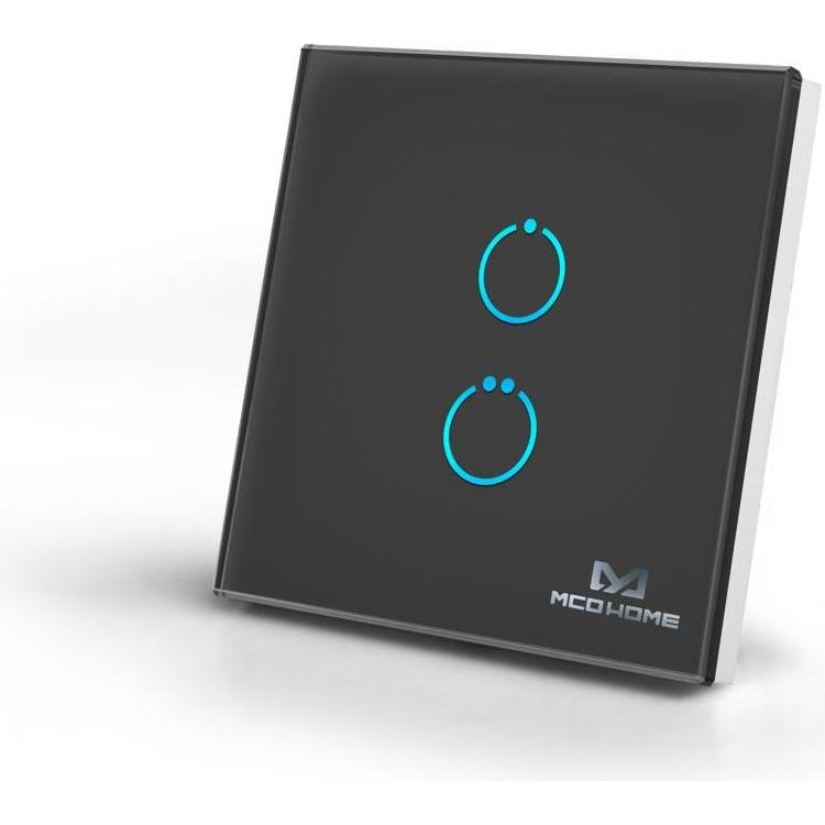 MCO Home Interruttore a parete in vetro GEN 5 (2 pulsanti), Pulsante + Interruttore, Bianco