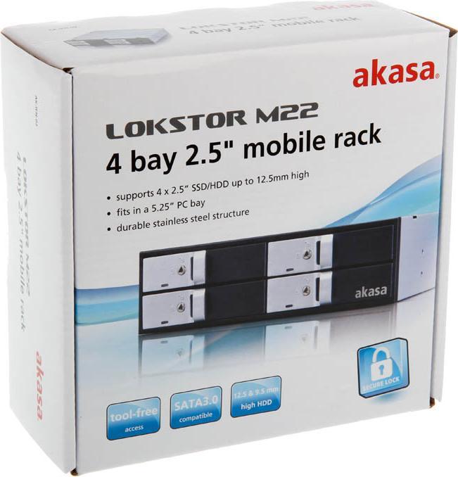 Actual product image Akasa Elite 5.25 inch drive frame for four 2.5 inch HDD/SSD