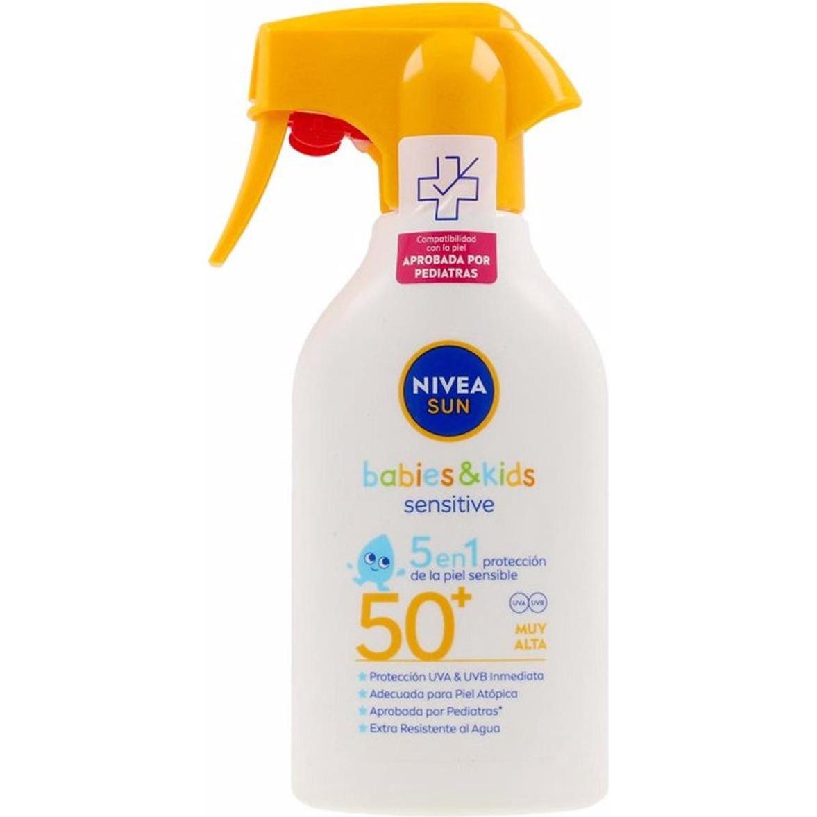 Nivea Unisex Kinder Sonnencreme, Sun Babies Y Kids Sensitive Spf50 Pistola 270Ml (Sonnenspray, Spf 50+, 270 Ml)