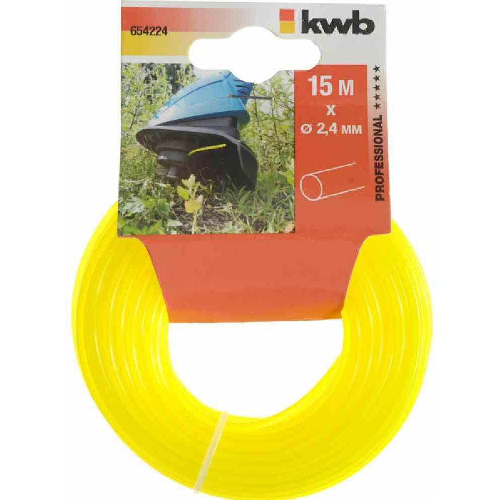 kwb, Zubehör Gartenmaschinen, Werkzeug Profi Nylonfäden 2,4 mm Farbe: gelb, Länge: 15 Meter (Rasentrimmer, Rasenmäher Me...