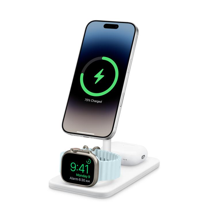 Immagine prodotto TwelveSouth HiRise 3 Deluxe - Qi2 stehendes kabelloses Ladegerät für drei MagSafe-Geräte (15 W)