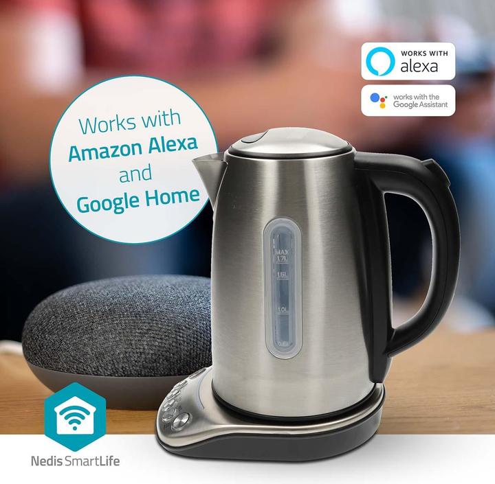Produktbild Nedis SmartLife Wasserkocher Wi-Fi | 1,70 l | Edelstahl | 70,80,90,100 °C | Temperaturanzeige | Um 3 (1.70 l)