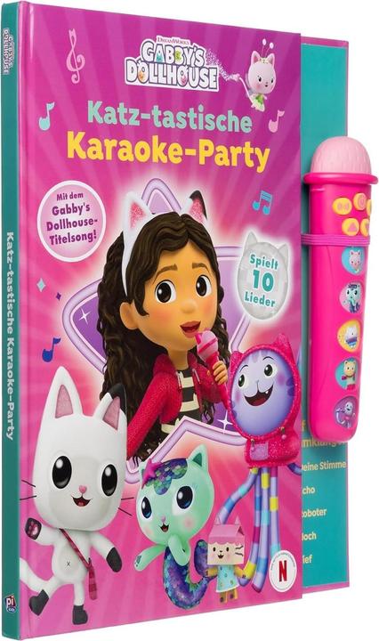 Actual product image Gabby's Dollhouse - Katz-tastische Karaoke Party - De-Luxe-Mikrofonbuch -Pappbilderbuch mit abnehm (German, Phoenix International Publications Germany GmbH, 2024)