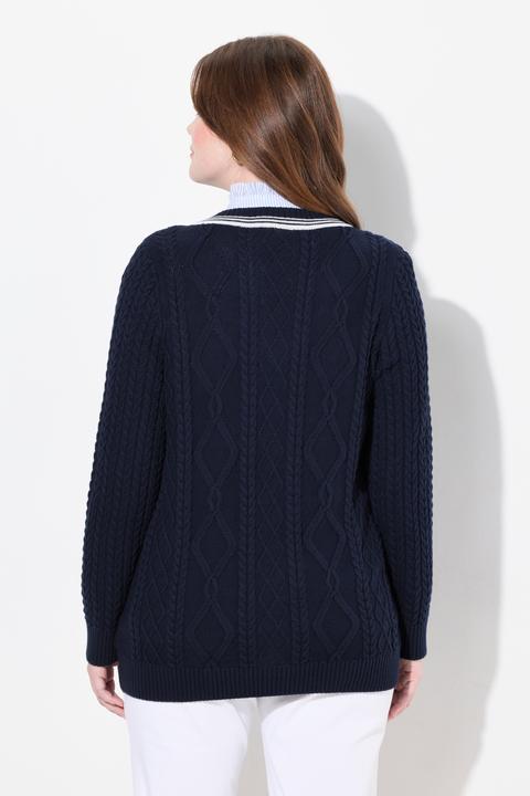 Actual product image Ulla Popken Cable Knit V-Neck Sweater (58)