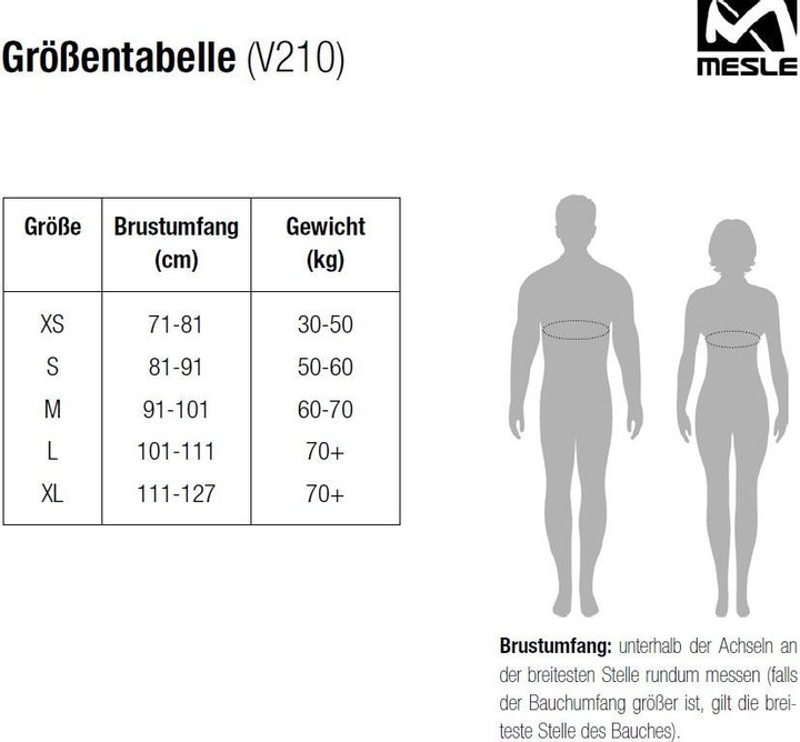 Actual product image Mesle V210 (M, 60-70 kg)