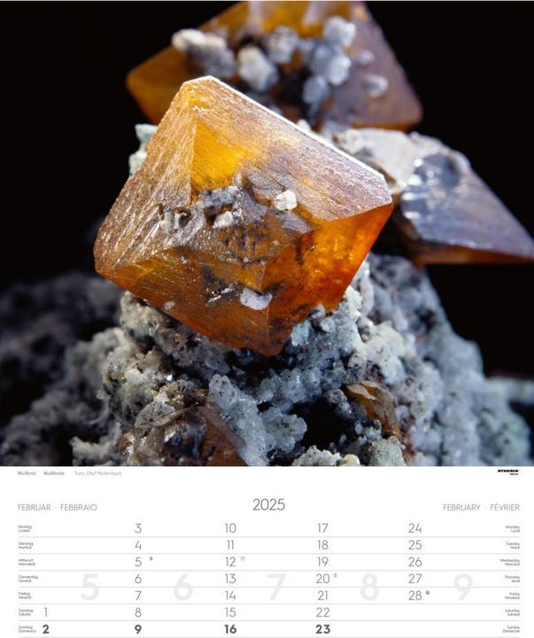 Produktbild Mineralien Kalender 2025 (Deutsch, Französisch, Italienisch, Englisch)