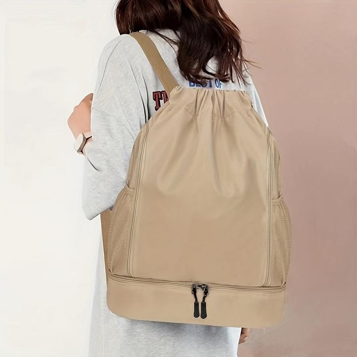 Only-Bags.Store Grosse Kapazität Drawstring Rucksack, tragbare Lagerung Rucksack mit Seite Mesh-Taschen, Basketball (20 l)