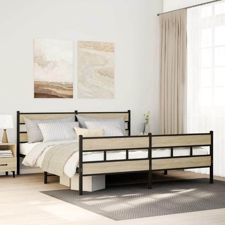 Image du produit VidaXL Lit métallique Cadre de lit Sommier à lattes Lit double sans matelas 180x200cm (180 x 200 cm)