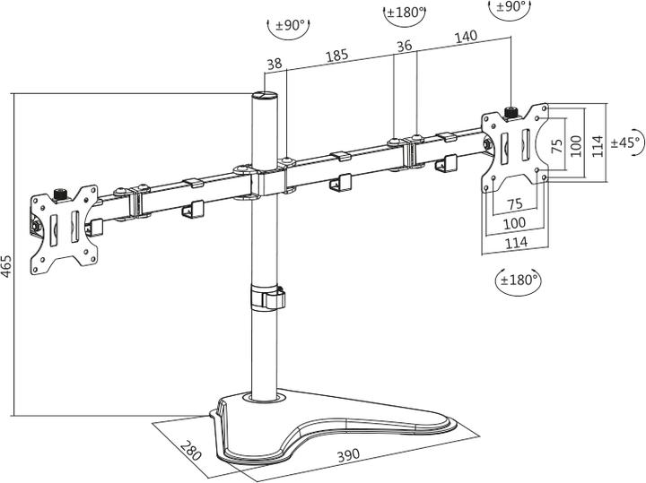 Productafbeelding LogiLink 2-voudige monitor bureaustandaard (Tabel, 32")