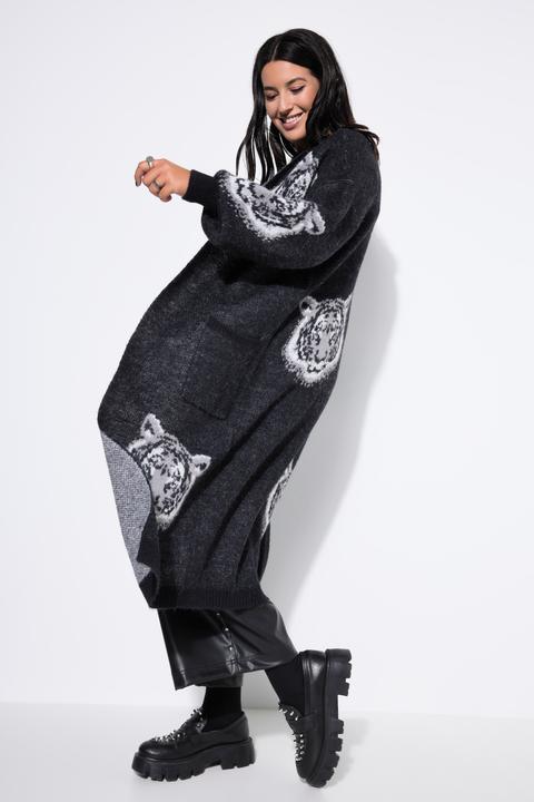 Produktbild Studio Untold Long-Strickjacke, lang und offen, Tigerkopf (60)