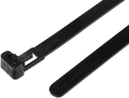 Produktbild RS PRO Cable Tie 250x7.6 Black releasable (Kunststoffkabelbinder, 250 mm, 100 Stk.)