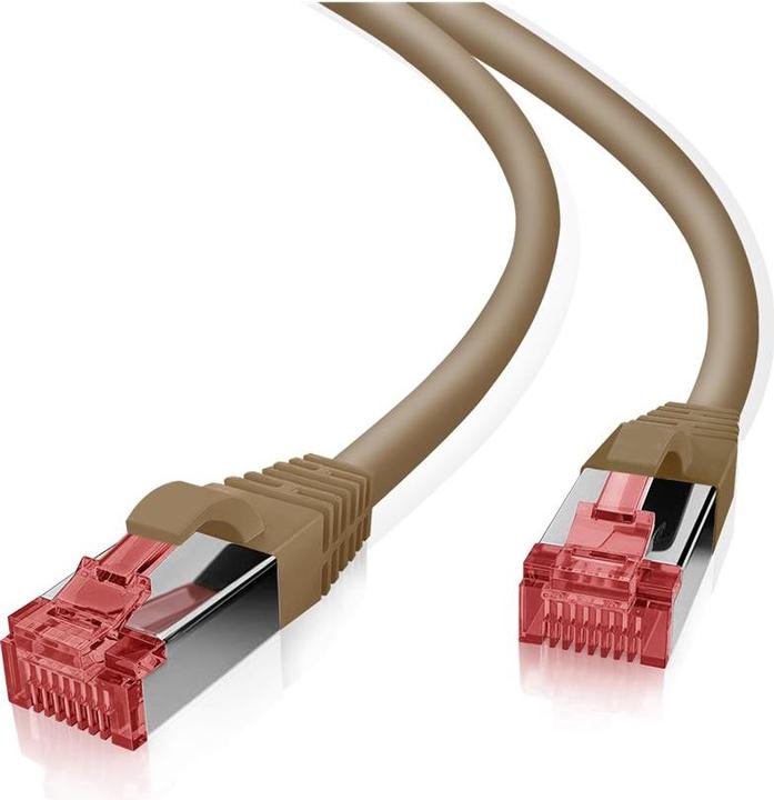 Immagine prodotto Helos Cavo patch Cat 6a certificato GRS con cavo Cat 7 grezzo TPE marrone 0,25m (S/FTP, CAT7, 0.25 m)