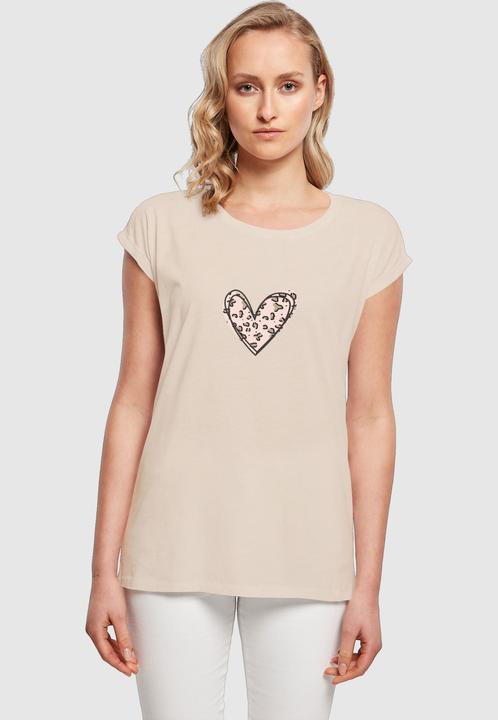 Produktbild Merchcode Ladies Valentines Day - Leopard Heart Extended Shoulder Tee - 117969 (S)