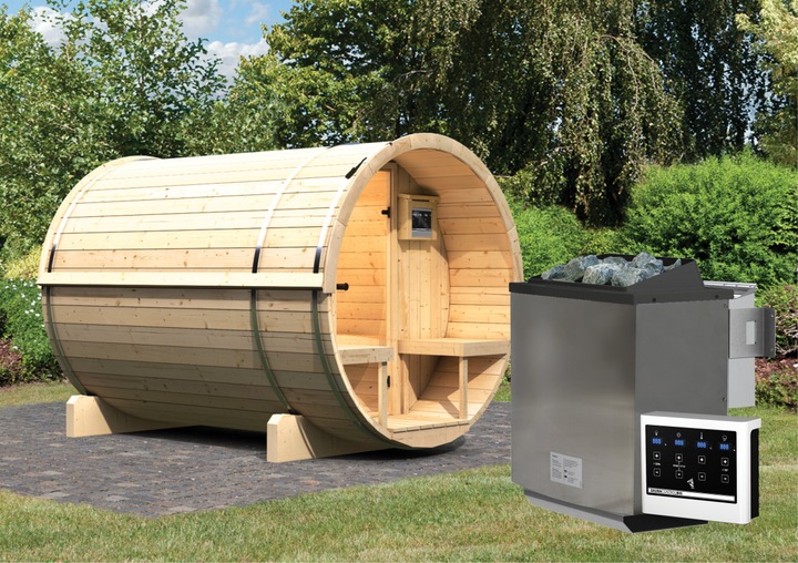 Actual product image Karibu Barrel sauna 2 (9 KW Bio external control)