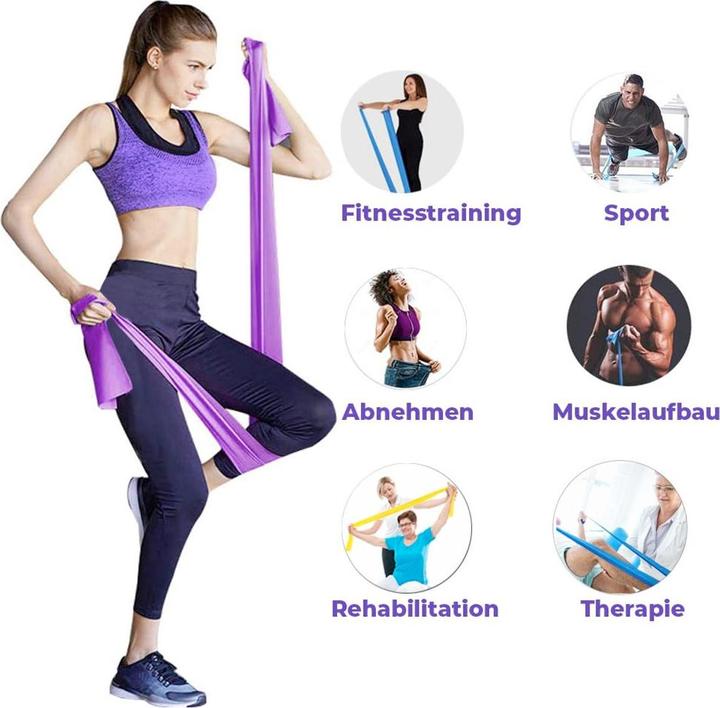 Produktbild König Design 3er-Set Fitnessband Gymnastikband Widerstandsband wie Theraband Yoga 200 x 15 cm (Leicht, Mittel)
