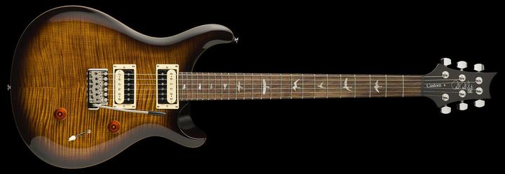 Actual product image PRS SE Custom 24 - Black Gold Burst (Electric guitar, Mahogany back and sides, Carved Maple with Flame Maple Veneer top)