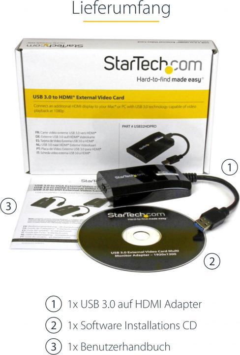 Produktbild StarTech USB 3.0 To HDMI Video Adapter (HDMI, 9 cm)