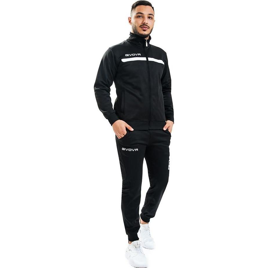 Givova, Jungen, Jumpsuit, Tuta One Trainingsanzug Schwarz & Weiss TT012 1003 2XS, Schwarz, (XXS)