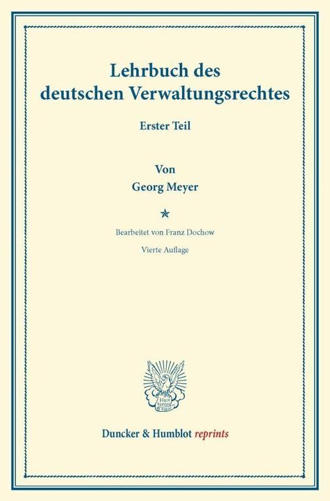 Produktbild Lehrbuch des deutschen Verwaltungsrechts (Deutsch, Georg Meyer, 2013)