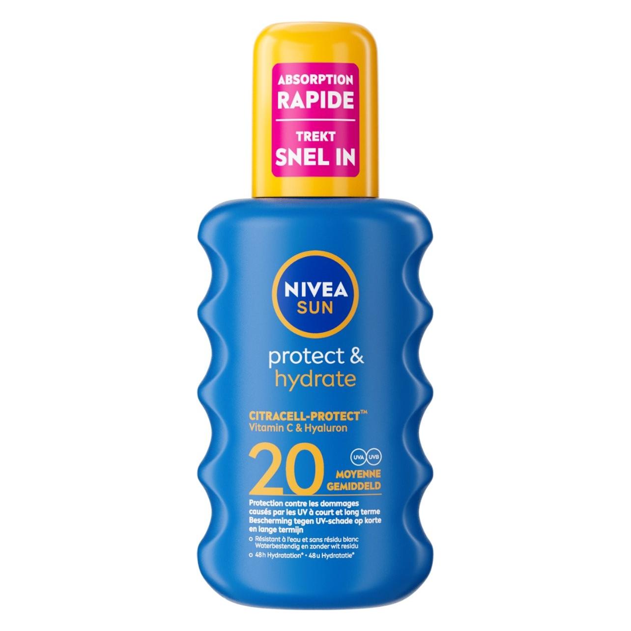 Nivea, Zonnecrème, Protect & Hydrate Zonnespray Spf 20 200ml (Zonnebrandspray, Spf 20, 200 ml)
