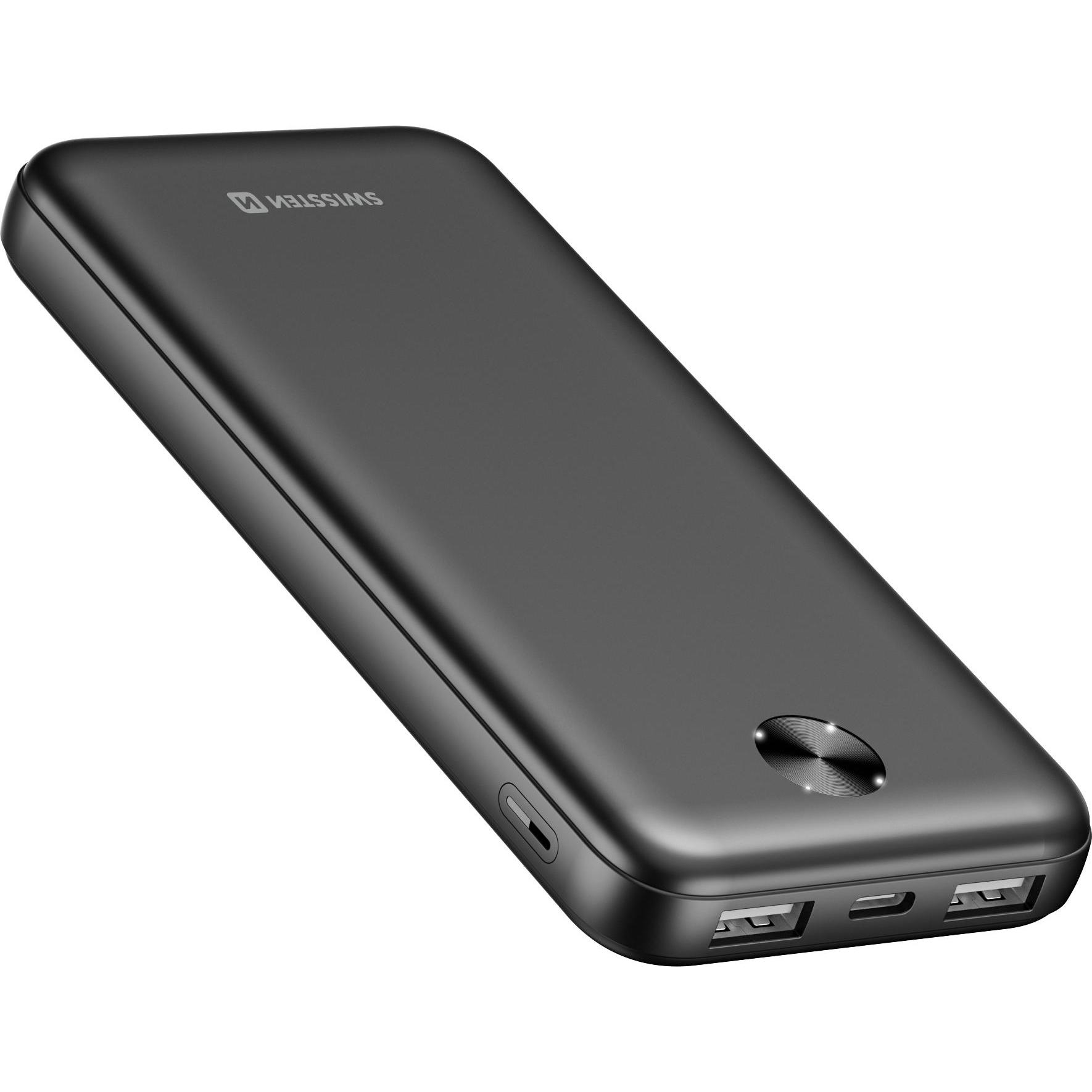 Swissten Power Bank 10000 Mah Worx Pro Black (10000 mAh, 10.50 W, 10.50 Wh), Powerbank, Schwarz