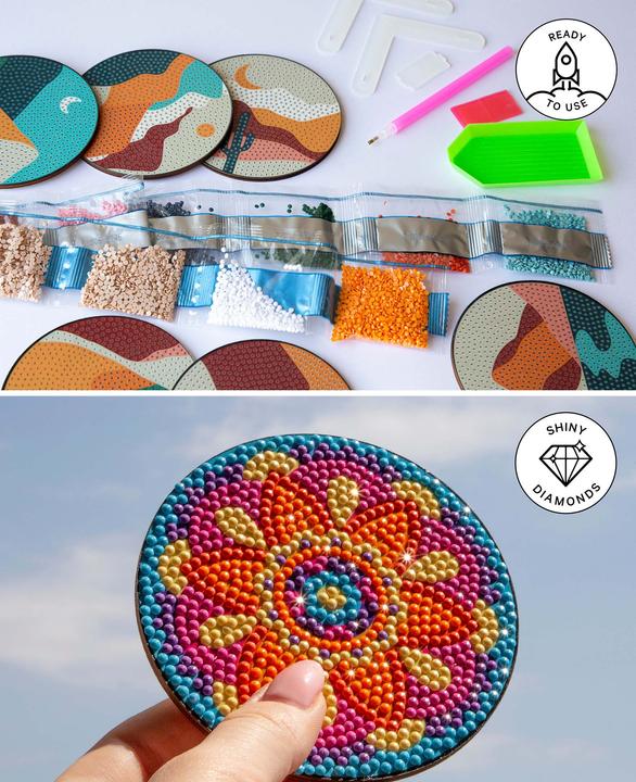 Actual product image I Am Creative Diamond Painting Untersetzer, Pflanzen