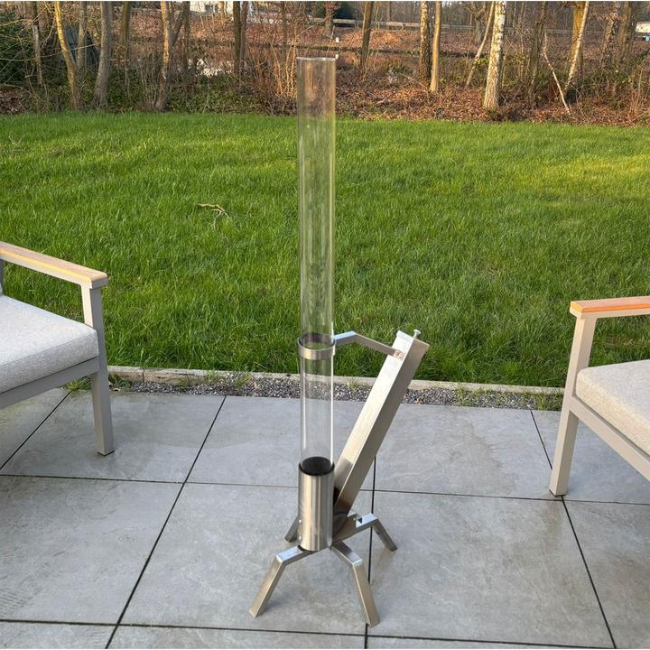 Immagine prodotto Eden Outdoor Glas-Feuerrohr mit Edelstahlgestell, H 132 cm
