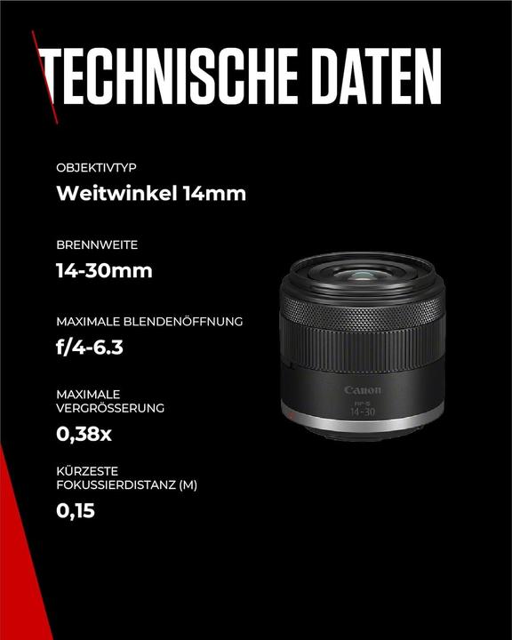 Actual product image Canon RF-S 14-30mm F4-6.3 IS STM PZ (Canon RF-S, APS-C / DX)