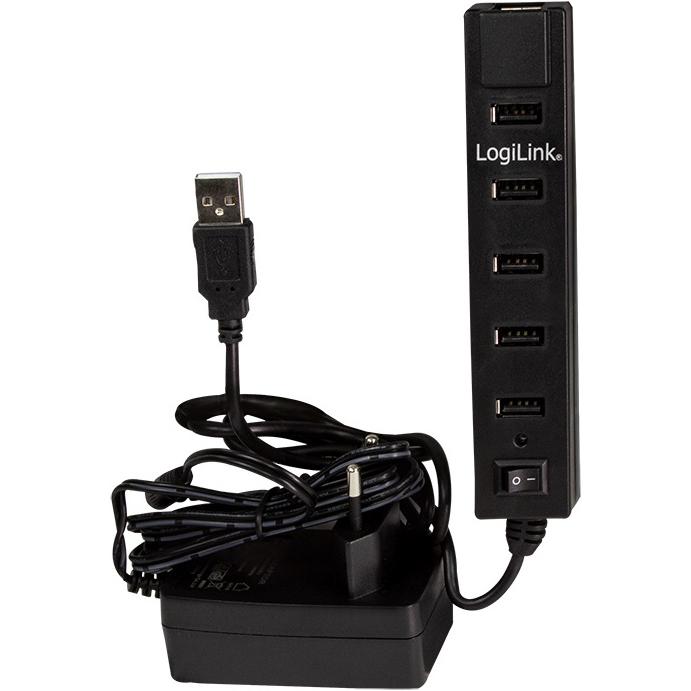 Thumbnail - LogiLink UA0124 (USB-A, 7 Ports), Dockingstation + USB Hub, Schwarz