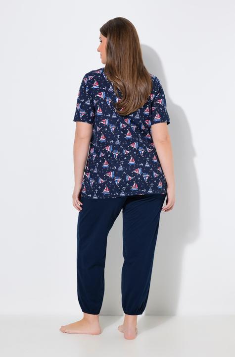 Produktbild Ulla Popken Pyjama, Segelboote, Tunika-Ausschnitt, Halbarm (46)
