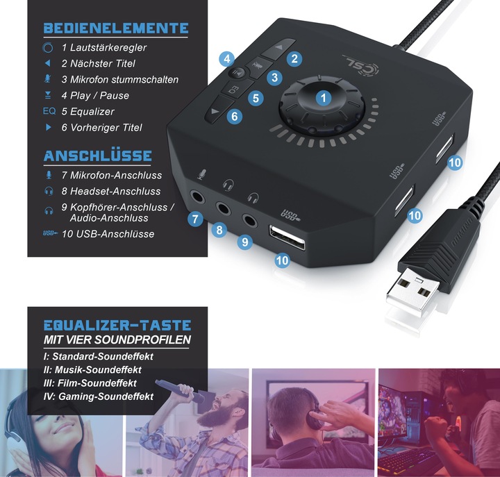 Produktbild CSL externe USB Soundkarte (USB 2.0)