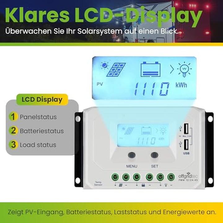 Produktbild Offgridtec PWM Pro Laderegler 12V/24V 45A USB