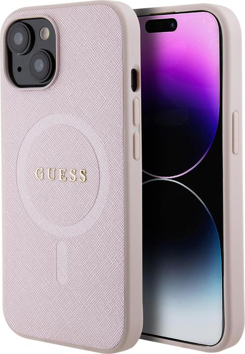 Actual product image Guess GUHMP15SPSAHMCP iPhone 15 6.1" różowy/pink hardcase Saffiano MagSafe (Apple iPhone 15)