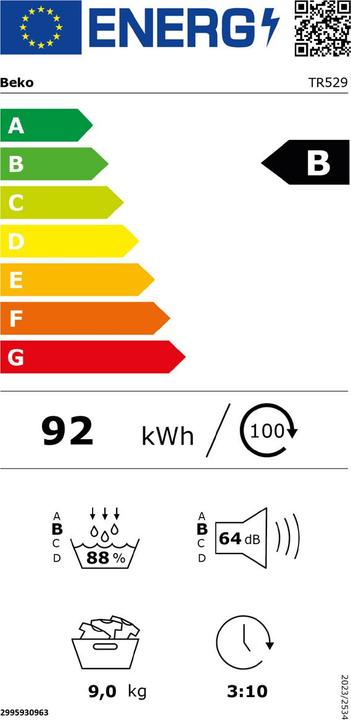 Label énergétique Beko Wäschetrockner (9 kg)