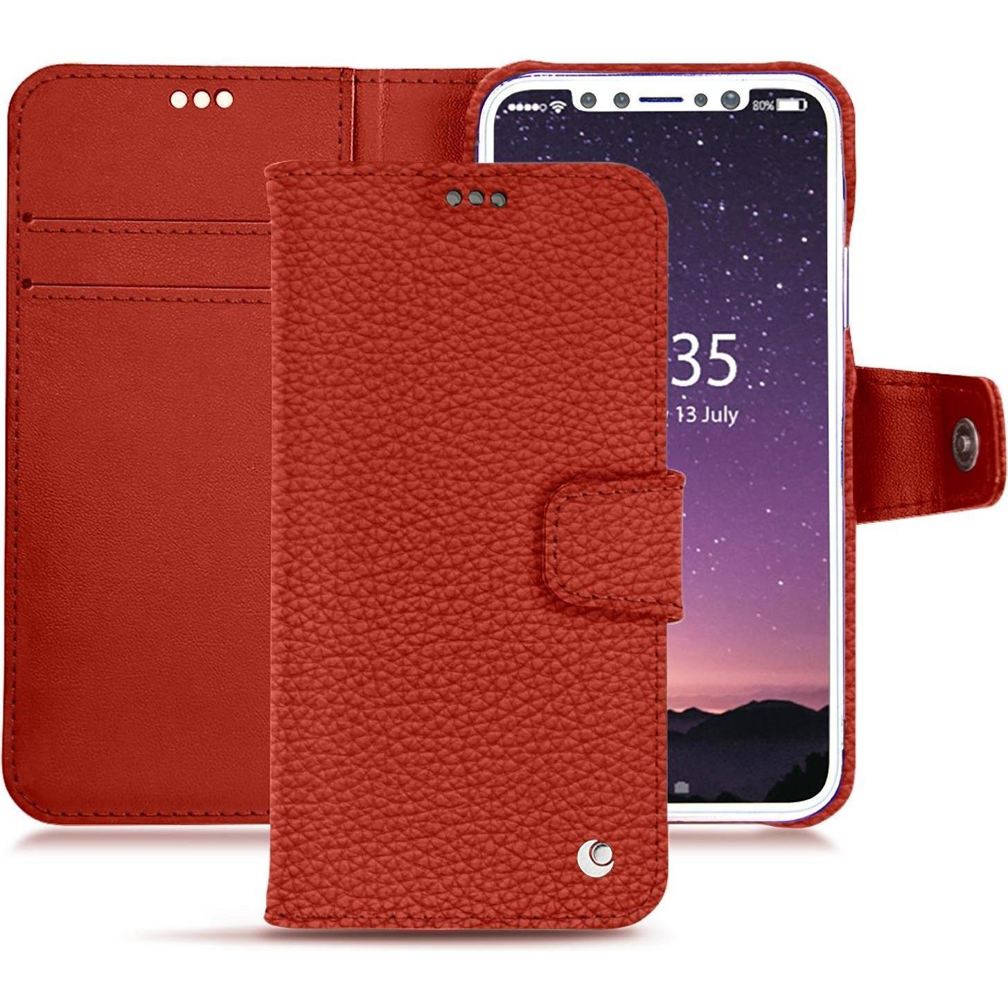 Noreve Lederschutzhülle Wallet (Apple iPhone XS), Smartphone Hülle, Orange