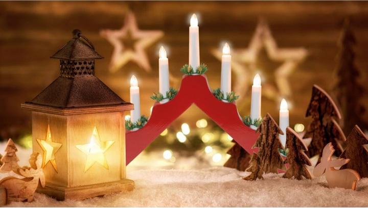 Actual product image Idena LED Advent Candlestick red 7 candle lights (7x)