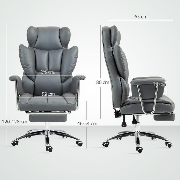 Produktbild Swisshandel24 Ergonomischer Bürostuhl, gepolstert, mit Fussstütze, verstellbarer Lehne, 360° drehbar, Dunkelgrau (46 - 54 cm)