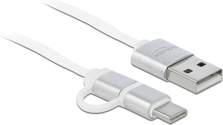 Actual product image Delock USB 2.0 cable USB-A - USB-C/MicroB car roll function, silver (0.92 m, USB 2.0)