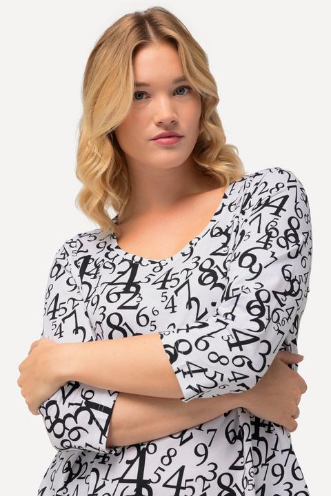 Produktbild Ulla Popken Shirt, Zahlenmuster, A-Linie, Rundhals, 3/4-Arm (50, 52)
