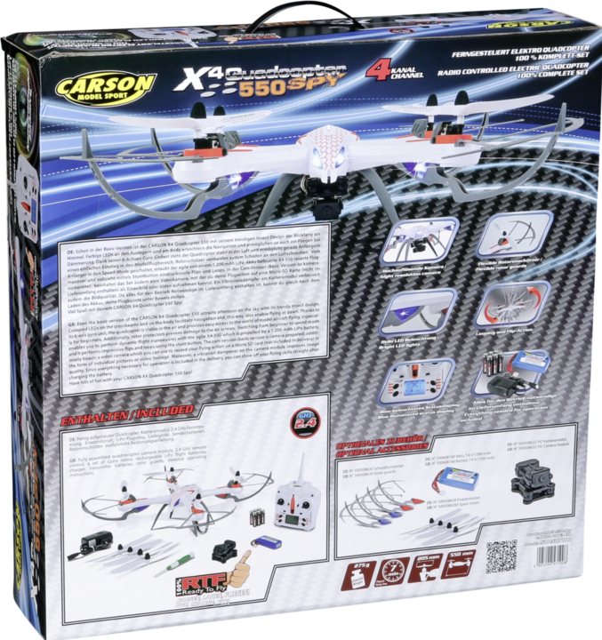 Actual product image Tamiya Carson Quadcopter 550 SPY 2.4 Ghz, RTF