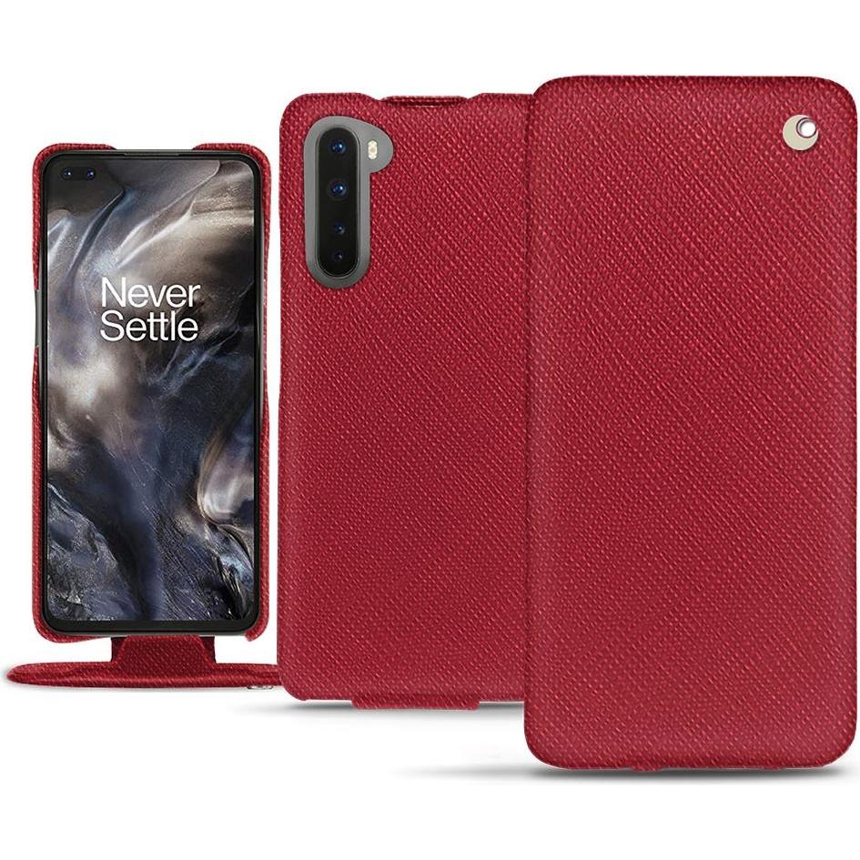 Noreve Lederschutzhülle vertikal (OnePlus Nord), Smartphone Hülle, Rot
