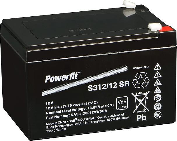 Exide Powerfit S312/12 SR Blei Akku mit Faston 6,3 mm 12V, 12000mAh (12 V, 12 Ah)