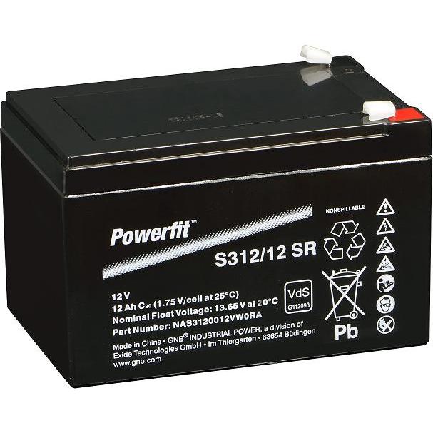 Exide, Versorgungsbatterie, Powerfit S312/12 SR Blei Akku mit Faston 6,3 mm 12V, 12000mAh (12 V, 12 Ah)