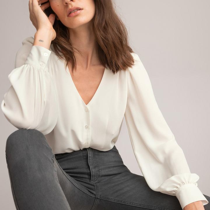 Immagine prodotto La Redoute Collections Camicetta a maniche lunghe con scollo a V (36)